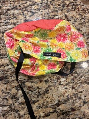 Citrus Print Scrub Hat - Yellow/Green/Pink